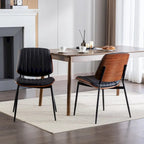 2PCS Faux Leather Chair with Metal Legs