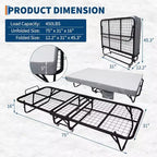 Folding Bed with Mattress for Adults,Portable Rollaway Guest Beds , Foldable Metal Frame Bed with 5 Memory Foam Mattress & Side Storage Pocket