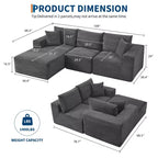108 Modern Sofa Couch, 3 Seater Upholstered L Shaped Sofa with Pillows, Deep Seat Sofa, No Assembly Required