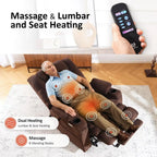 MCombo Large-Wide Dual Motor Power Lift Recliner with Massage and Dual Heating for Big and Tall Elderly, Fabric R7635