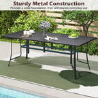 Gymax 9PCS Patio Dining Set Rectangular Table & Stackable Chairs w/Umbrella Hole