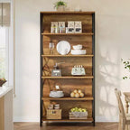 Lantine 70.87 Industrial Bookshelf, 6-Tier Bookcase with Geometric Metal Frame & Open Storage Shelves for Home Office, Living Room, Brown