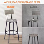 5 Piece Dining Table Set, Bar Table Set with 4 Upholstered Stools, Wooden Backrest, Ring-Shaped Footrest, for Living Room Study Dining Room