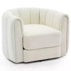 2 PCS Swivel Accent Chair, 360 Rotation Teddy Fleece Barrel Armchair, Sturdy Base, Beige for Living Room Bedroom Office