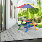 Costway 4 Seat Kids Picnic Table w/Umbrella Garden Yard Folding