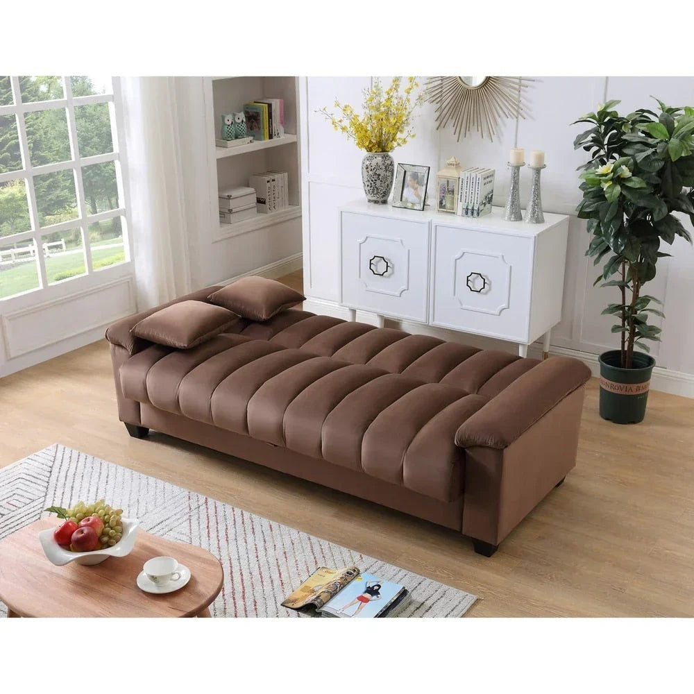 Fabric Upholstered Channel Back Living Room Convertible Sofabed