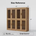 62 High Black Glass Door Wood Grain Decorative Storage Cabinet Display Cabinet, with Sufficient Space for 12 Shelves