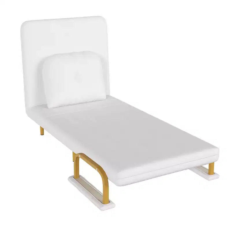Folding Sofa Bed 3-in-1 Convertible Chair - 5-Position Adjustable Backrest with Pillow, Space-Saving Sleeper for Living Room, Bedroom & Office (White)