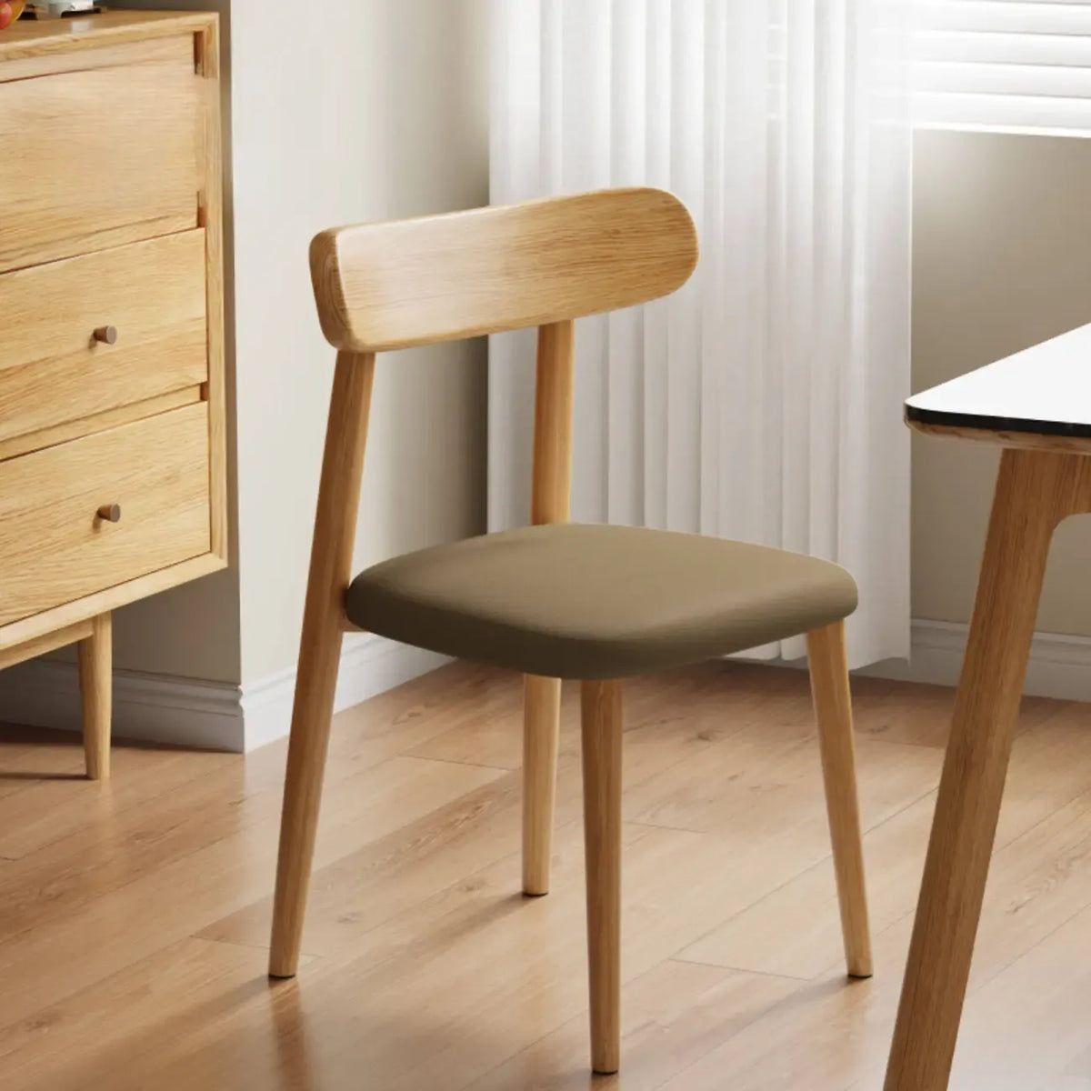 Modern Armless Leather Dining Chair with Low Back