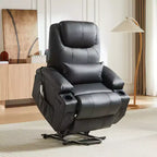 Bestier 34.6 Electric Power Lift Asist Recliner Chair with Massage and Heat, Fax Leather Reclining Chair with Side Pockets & Cup Holders