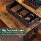 L-Shaped Electric Standing Desk with 3 Drawers & Lockable Casters, 63