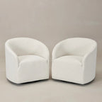 KINWELL 32 W Boucle Upholstered Swivel Barrel Armchair (Set of 2)