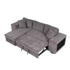 104.5 Reversible L-Shape Sleeper Sectional with Storage Chaise & 2 Stools - Convertible 3-Seat Sofa Bed for Living Room