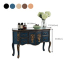 French Coffee Wood Storage Console Table with Drawers
