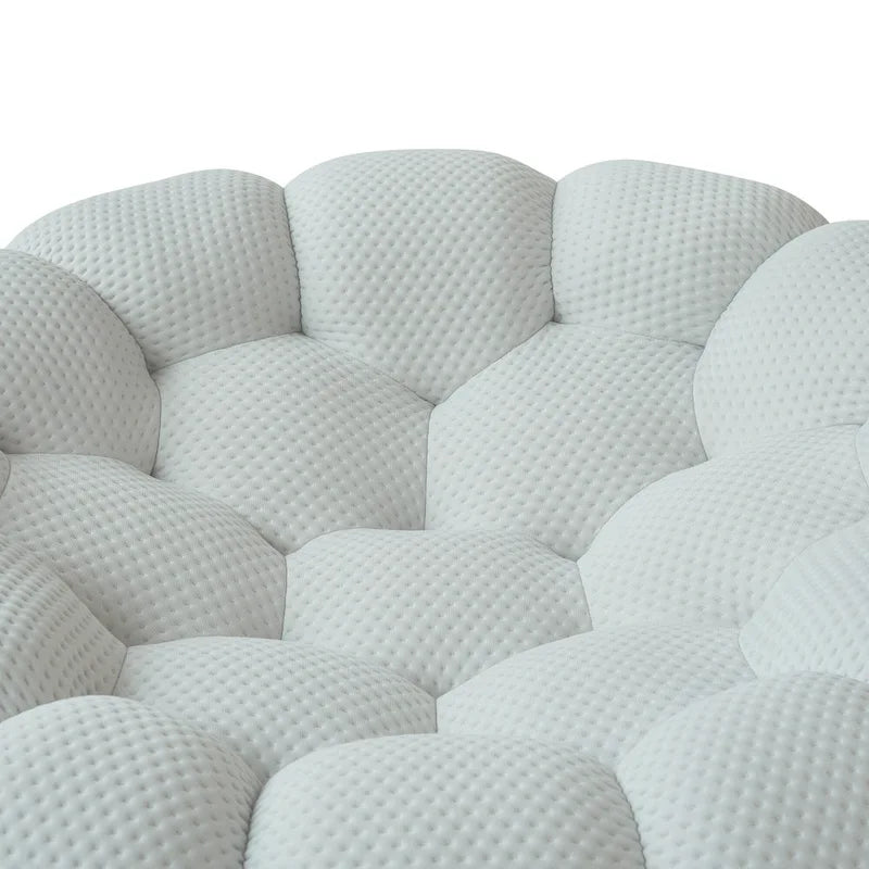 2PCS 3D Honeycomb Fabric Upholstered Bubble Sofa, 3 Seater Bubble Couch and Single Sofa for Living Room
