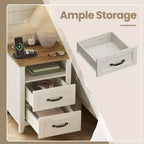 Set of 2 Farmhouse Nightstands with USB Charging - 2-Drawer Bedside Tables, Rustic Modern Design