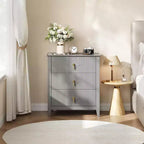2Pcs Fluted Wood Nightstands, 27.5 Wide 3-Drawer Dresser Set, Modern Bedside Tables, Chest of Drawers for Bedroom, Living Room