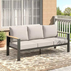 Aluminum Patio Furniture Set, Outdoor Sectional Sofa with 5 Thick Cushions, 4 Armrests & Coffee Table for Garden, Deck, Backyard