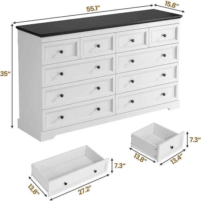 10 Drawers Dresser 55 Large Drawers Wood Dressers & Chest of Drawers