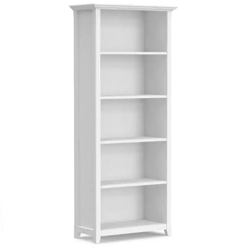 70 Five-Shelf Solid Wood Bookcase - Lacquered Pine, 4 Adjustable Shelves