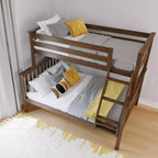 Max & Lily Bunk Bed Twin over Full Size, Solid Wood Bunk Beds with Ladder for Kids