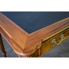 Dark Brown / Light Brown Victorian-Style Solid Mahogany Desk with Black Leather Top and 3 Drawers �C Single Unit