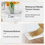 Black/ Gold Modern Sofa Table with Faux Marble Tabletop, 39 Inches Wood Foyer Table with Geometric Metal Legs for Entryway