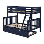 Max & Lily Solid Wood Bunk Bed, Twin over Full with Storage Trundle and Ladder for Kids