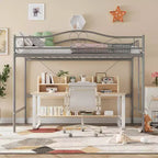 Loft Bed Twin Size with Removable Ladder & Full Safety Guardrail, Twin Loft Bed Heavy-Duty Metal Frame 400 Lbs Weight Capacity, Space Saving