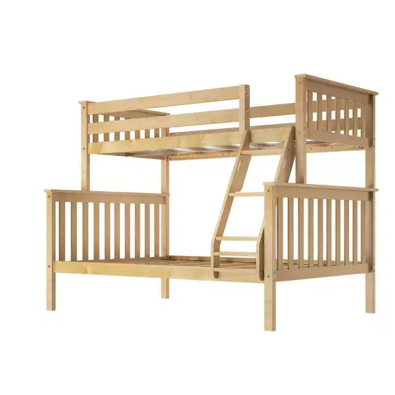 Max & Lily Bunk Bed Twin over Full Size, Solid Wood Bunk Beds with Ladder for Kids