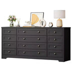 12 Drawers Dresser for Bedroom Wooden, Modern Wide TV Stand Dressers for 65 Inch TV, Wood Chest of Drawers, Farmhouse Clothes Storage for Living Room