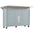 Kitchen Island with Foldable Counter Top, Kitchen Storage Cart with Slide-Out Shelf, Towel Rack and Drawer, Rolling Wheels