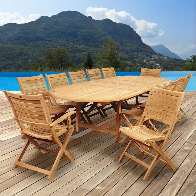 Amazonia Teak Sessa 13 piece Extendable Patio Dining Set - 13 Piece