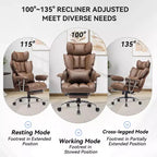 Efomao Ergonomic Desk Office Chair 400LBS, Big and Tall PU Leather Computer Chair, Executive Desk Chair with Footrest and Lumbar Support