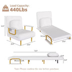 Folding Sofa Bed 3-in-1 Convertible Chair - 5-Position Adjustable Backrest with Pillow, Space-Saving Sleeper for Living Room, Bedroom & Office (White)