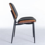 2PCS Faux Leather Chair with Metal Legs
