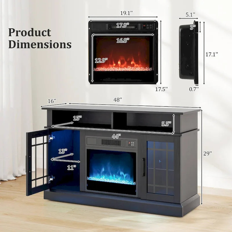 Costway TV Stand with Electric Fireplace LED Lights Remote Controls - See Details