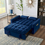 4-in-1 Pull-Out Sleeper Sofa Bed - Loveseat in Velvet -Convertible Couch Bed with Reclining Backrest,2 Side Pockets