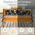 Costway Patio Park Garden Metal Bench Porch Path Chair Furniture Cast Iron Hardwood