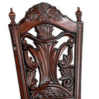 Iga 22 Inch Carved Dining Chair, Set of 2, Faux Leather Seat, Nailhead Trim