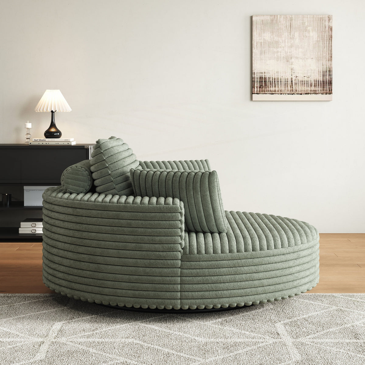 Corduroy Chenille Foam Single Swivel Chair