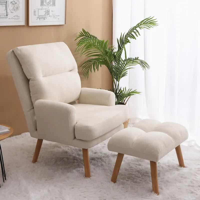 Accent Chair with Ottoman Set, with Adjustable Backrest
