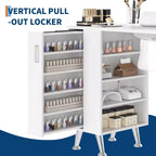 42 Manicure Table for Nail Tech with Dust Collector and Wrist Rest, Nail Desk with Vertical Pull-Out Locker, 1 Storage Cabinet, 2 Drawers