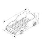 GDFStudio Fauna Twin Size Modern Cartoon Racing Car Bed with LED Headlights