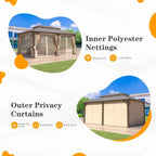 EROMMY Hardtop Gazebo,Outdoor Pergola with Double Roof & Netting & Curtains,Heavy Duty Canopy for Patio, Backyard, Pool party