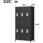 Garvee Steel Storage Locker Cabinet, 72 Heavy-Duty Metal Locker for School, Gym & Office, Black