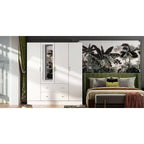 Hitow Armoire 2-Large Drawer Center Hanging Area with Mirror Minimalist Style