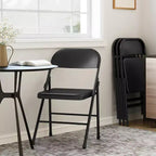 8-piece set of all-steel folding chairs with backrests, heavy-duty metal foldable dining chair set, 350 lbs capacity, suitable for indoor and outdoor