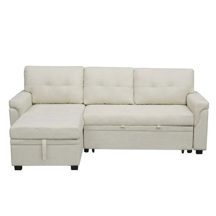 Convertible Reversible Sectional Sofa with Pull-Out Sleeper Bed, Hidden Storage Chaise, and Durable Legs