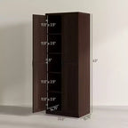 63 2-Door Kitchen Pantry, Freestanding Storage Cabinet with 5-tier Shelving and 2 Adjustable Shelves for Dining Room